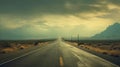 The road goes the distance. Empty road in the desert. Predawn landscape. Nature background