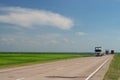 Road going through fields