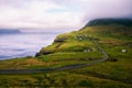 Road going to Gasadalur village in Faroe Islands Royalty Free Stock Photo