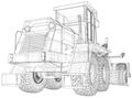 Road grader. Heavy equipmen Vector illustration. Wire-frame line isolated. Vector rendering of 3d