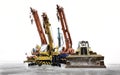 road grader heavy machinery and construction Earthworks grader machine. Mobile Crane, Tower Crane