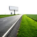 Road with Grass Billboard Isolated on White Background Royalty Free Stock Photo