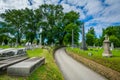 Road and graves at Laurel Hill Cemetery, in Philadelphia, Pennsylvania