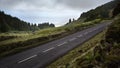 Road great nature route straight - Azores Sao Miguel Portugal Royalty Free Stock Photo