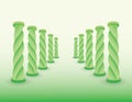 Road with green columns or pillars to show destination for success if life and business vector illustration