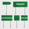 Road green traffic sign. Blank board with place for text.Mockup. Isolated on transparent background information sign Royalty Free Stock Photo