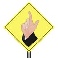 Road help sign attention as hand gesture