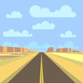 Road, highway and mountain landscape background. Vector flat illustration Royalty Free Stock Photo