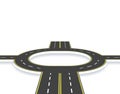 Road, highway, roundabout in perspective with shadow. Two-lane and four-lane roads with the same markings. illustration