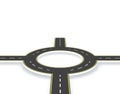 Road, highway, roundabout in perspective with shadow. Two-lane roads with the same markings. illustration