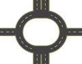 Road, highway, roundabout top view. Two and four lane roads with markings. illustration