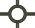 Road, highway, roundabout top view. Two-lane roads with the same markings. illustration