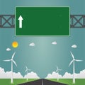 Road highway signs,Green board on road,Vector illustration Royalty Free Stock Photo