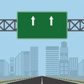 Road highway signs,Green board on road,Vector illustration Royalty Free Stock Photo