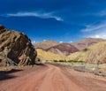 Road in Himalayas with mountains Royalty Free Stock Photo