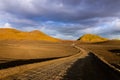 Road with the horizon in Landmannalaugar mountains Royalty Free Stock Photo