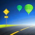 Road and hot air balloons Royalty Free Stock Photo