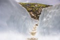 Road in the Ice with Green Volcanic Moss in Landmannalaugar, Iceland Royalty Free Stock Photo