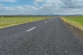 Road in Iceland with Hekla Vulcano.