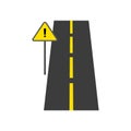 Road icon. Warning sign symbol. Vector caution mark. Black yellow design. Royalty Free Stock Photo