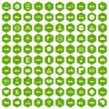 100 road icons hexagon green Royalty Free Stock Photo