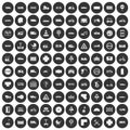 100 road icons set black circle Royalty Free Stock Photo