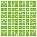 100 road icons set grunge green Royalty Free Stock Photo