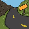 Blank wooden sign on the road illustration