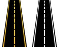 Road illustration. Path, asphalt, travel, highway, distance, track, car, trail, life, dust, movement, peolos. Vector icons for