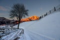 Road immersed in the snow