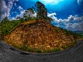 road in indian Himalaya mountain at autumn forest is colorful with folliage of larches