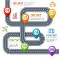 Road Infographic with Location Mark Elements. Vector