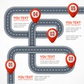 Road Infographic with Location Mark Elements. Vector