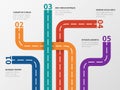 Road infographic. Option diagram, process chart with city street tracks. Business step vector infographics