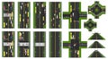 Road Infographic. Set of Sites of roads, highways, streets. Cars public transport. Top view of the highway. Circular