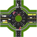 Road infographics. Road interchange, roundabouts. It is showing the movement of cars.