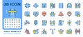Road infrastructure pixel perfect line color icons set Royalty Free Stock Photo