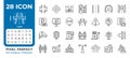 Road infrastructure pixel perfect line icons set Royalty Free Stock Photo