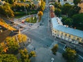 Road junction in a European city with its evening traffic, Riga, Latvia Royalty Free Stock Photo