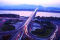 A road junction at evening Royalty Free Stock Photo