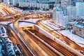 Road junction in the streets of Moscow in winter Royalty Free Stock Photo