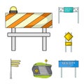 Road junctions and signs and other web icon in cartoon style.Pedestrian crossings and signs icons in set collection. Royalty Free Stock Photo
