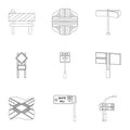 Road junctions and signs and other web icon in outline style.Guides and signs of traffic icons in set collection. Royalty Free Stock Photo