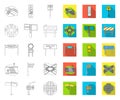 Road junctions and signs outline,flat icons in set collection for design.Pedestrian crossings and signs vector symbol