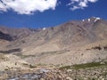 Road from Khardungla pass to Nubra valley, Ladakh, India Royalty Free Stock Photo