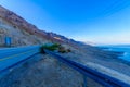 Road 90, and landscape of the Dead Sea Royalty Free Stock Photo