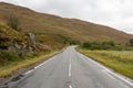 Road with a landscape full of brown due to autumn in the highlands of Scotland Royalty Free Stock Photo