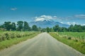 Road Landscape of Osorno Volcano and Llanquihue Lake at Puerto Varas, Chile, South America. Royalty Free Stock Photo