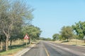 Road landscape with elephant warning sign near Phalaborwa