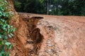 Road landslide damage Royalty Free Stock Photo